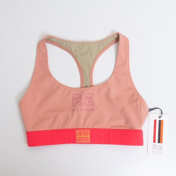 P.E Nation Sports Bra Fitness Active Colourful Box Out  Peach Bloom Small - Picture 3 of 14
